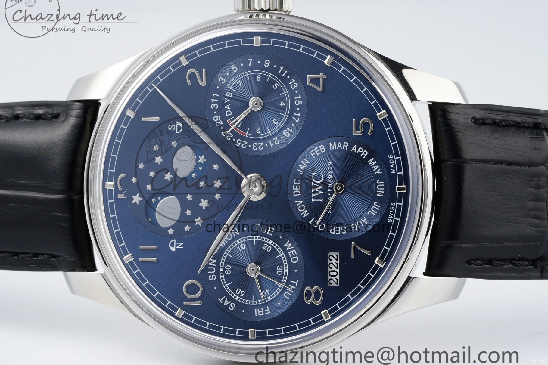 MIROTIME 0407 Bold Portugieser Perpetual Calendar SS 5033 APSF 1:1 Best Edition Blue Dial on Black Leather Strap A52610 Clone 7041
